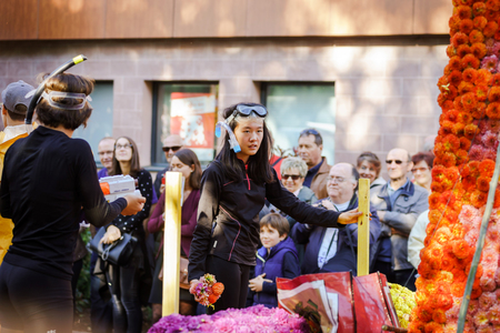 Editorial, 4 October 2015: Barr, France: Fete des Vendanges. Fancy-dress holiday and festival with orchestras and flowered carts Editorial, 4 October 2015: Barr, France: Fete des Vendanges. Fancy-dress holiday and festival with orchestras and flowered carts
