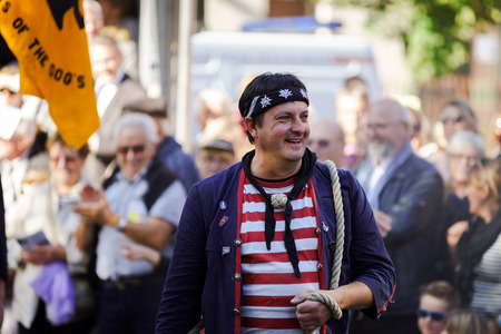 Editorial, 4 October 2015: Barr, France: Fete des Vendanges. Fancy-dress holiday and festival with orchestras and flowered cartsのeditorial素材