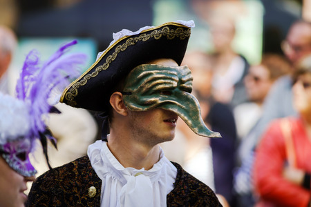 Editorial, 4 October 2015: Barr, France: Fete des Vendanges. Fancy-dress holiday and festival with orchestras and flowered cartsのeditorial素材