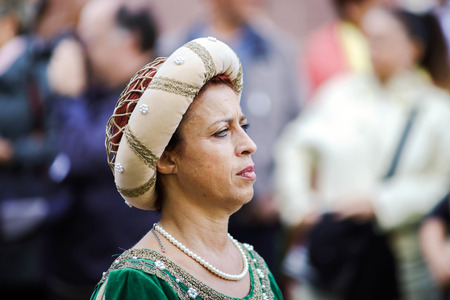 Editorial, 4 October 2015: Barr, France: Fete des Vendanges. Fancy-dress holiday and festival with orchestras and flowered cartsのeditorial素材