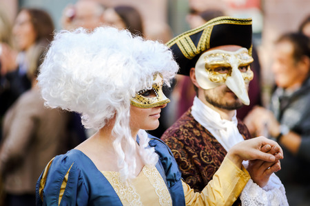 Editorial, 4 October 2015: Barr, France: Fete des Vendanges. Fancy-dress holiday and festival with orchestras and flowered cartsのeditorial素材