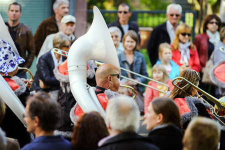 Editorial, 4 October 2015: Barr, France: Fete des Vendanges. Fancy-dress holiday and festival with...