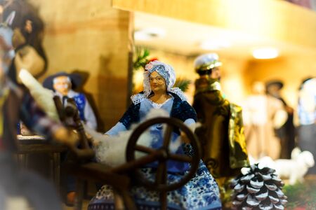 Traditional Christmas market with handmade souvenirs, Andlau, Alsace, Franceの写真素材