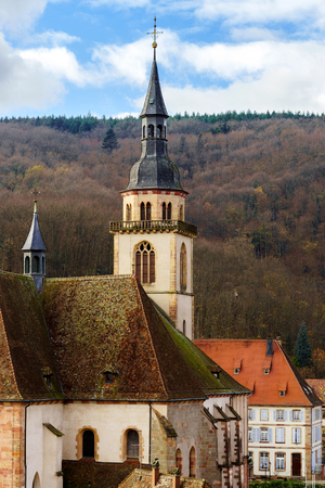 Old medieval abbey church in Alsace, Franceの写真素材