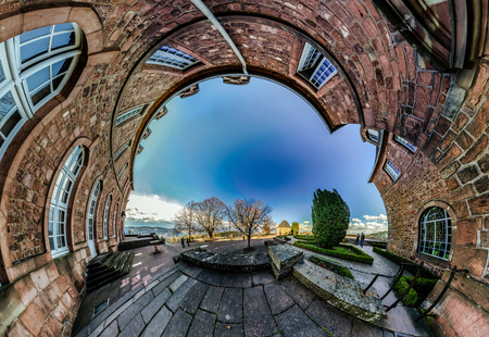 Mont Sainte Odile little planet . Curvature of space effect. Touristic concept.の写真素材