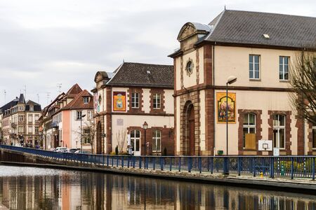 Marne-Rhin canal view in Saverne, France, springtimeの写真素材