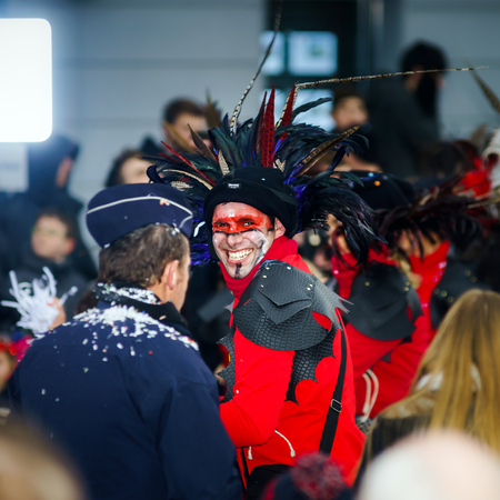 Editorial,14st February 2016: Selestat, France: Carnival and parade throught the streets. Fancy-dress spring holiday and festival.のeditorial素材