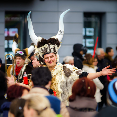 Editorial,14st February 2016: Selestat, France: Carnival and parade throught the streets. Fancy-dress spring holiday and festival.のeditorial素材