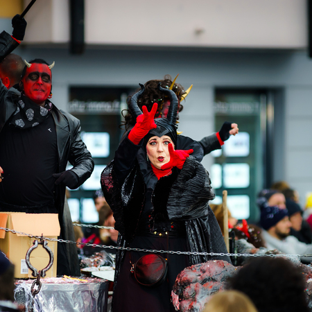 Editorial,14st February 2016: Selestat, France: Carnival and parade throught the streets. Fancy-dress spring holiday and festival.のeditorial素材