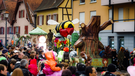 Editorial,14st February 2016: Selestat, France: Carnival and parade throught the streets. Fancy-dress spring holiday and festival.のeditorial素材