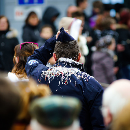 Editorial,14st February 2016: Selestat, France: Carnival and parade throught the streets. Fancy-dress spring holiday and festival.のeditorial素材
