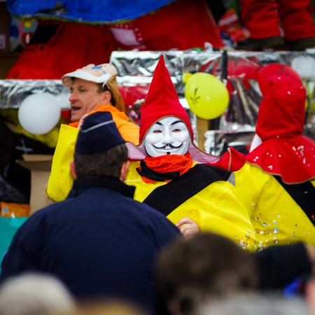 Editorial,14st February 2016: Selestat, France: Carnival and parade throught the streets. Fancy-dress spring holiday and festival.のeditorial素材
