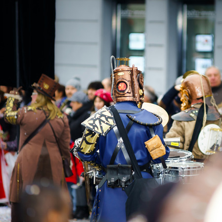 Editorial,14st February 2016: Selestat, France: Carnival and parade throught the streets. Fancy-dress spring holiday and festival.のeditorial素材