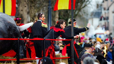 Editorial,14st February 2016: Selestat, France: Carnival and parade throught the streets. Fancy-dress spring holiday and festival.のeditorial素材