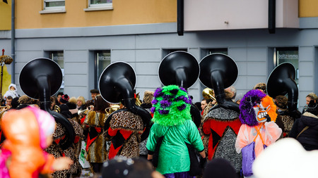 Editorial,14st February 2016: Selestat, France: Carnival and parade throught the streets. Fancy-dress spring holiday and festival.のeditorial素材