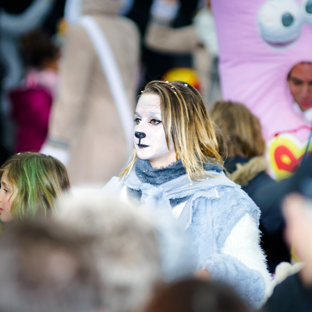 Editorial,14st February 2016: Selestat, France: Carnival and parade throught the streets. Fancy-dress spring holiday and festival.のeditorial素材