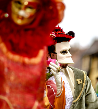 Editorial, 6 March 2016: Rosheim, France: Venetian Carnival Mask - A most beautiful masks photographed in open streetのeditorial素材