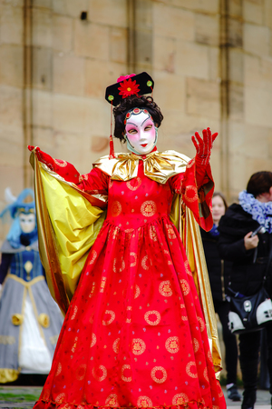 Editorial, 6 March 2016: Rosheim, France: Venetian Carnival Mask - A most beautiful masks photographed in open streetのeditorial素材