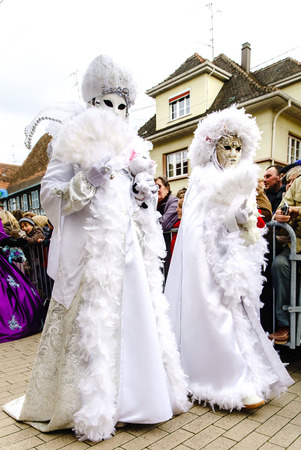 Editorial, 6 March 2016: Rosheim, France: Venetian Carnival Mask - A most beautiful masks photographed in open streetのeditorial素材