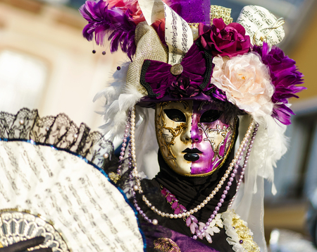 Editorial, 6 March 2016: Rosheim, France: Venetian Carnival Mask - A most beautiful masks photographed in open streetのeditorial素材