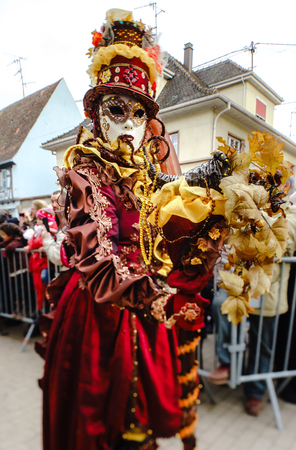 Editorial, 6 March 2016: Rosheim, France: Venetian Carnival Mask - A most beautiful masks photographed in open streetのeditorial素材