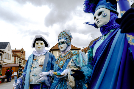 Editorial, 6 March 2016: Rosheim, France: Venetian Carnival Mask - A most beautiful masks photographed in open streetのeditorial素材