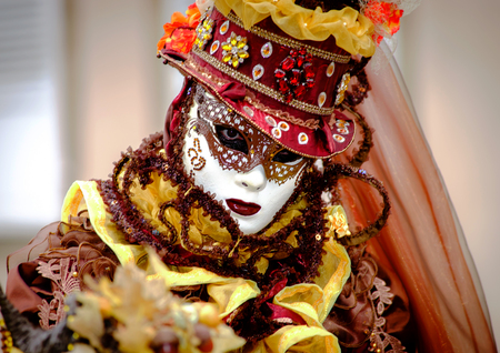Editorial, 6 March 2016: Rosheim, France: Venetian Carnival Mask - A most beautiful masks photographed in open streetのeditorial素材