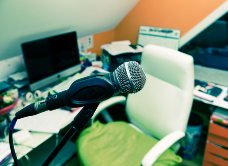 Personal home sound studio of a singer, casual interiorの写真素材