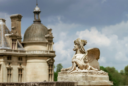 Chantilly castle view, Il-de-France, Paris region, Franceのeditorial素材