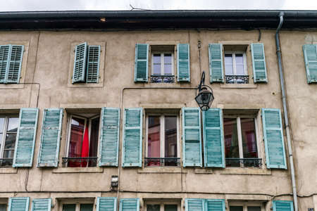 Windows of old centrel in Nancy, France, summer dayの写真素材