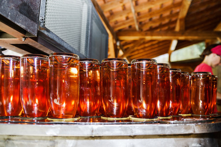 Champagne producing and bottling in Alsace, France. Small wine-producing business.の写真素材