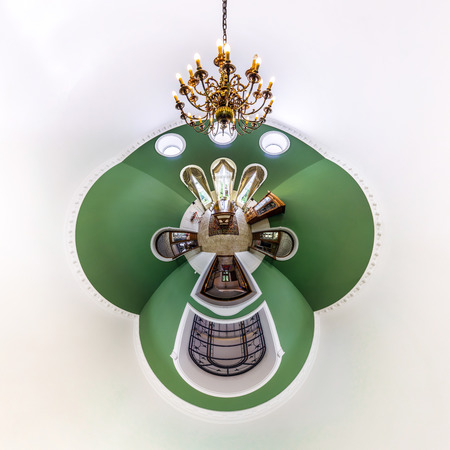 House interior in little planet view style, space distortionの写真素材