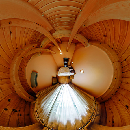 House interior in little planet view style, space distortionの写真素材