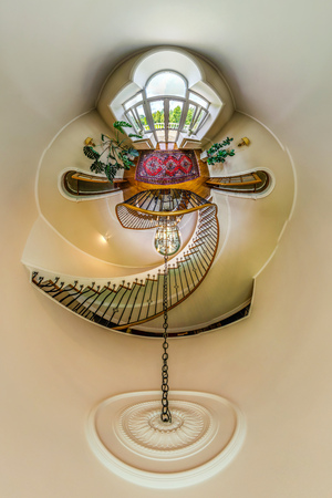 House interior in little planet view style, space distortionの写真素材