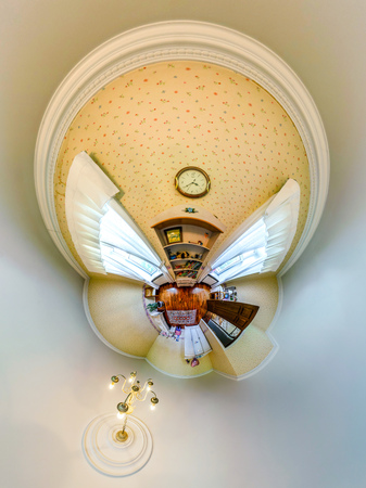 House interior in little planet view style, space distortionの写真素材