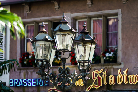 Editorial,24th September 2016: Strasbourg, France. Summer day in the touristic center of Strasbourg. People walking, sitting in cafe. Touristic concept.のeditorial素材