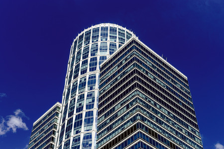 Beautiful modern skyscrapper in Moscow city, Russia, summer sunny dayの写真素材