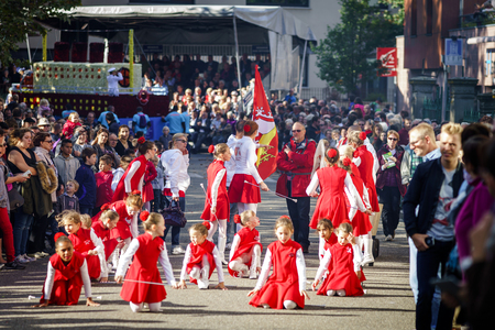 Editorial, 02nd October 2016: Barr, France: Carnival and parade throught the streets. Fancy-dress harvest holiday and festival.のeditorial素材