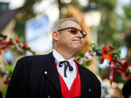 Editorial, 02nd October 2016: Barr, France: Carnival and parade throught the streets. Fancy-dress harvest holiday and festival.のeditorial素材