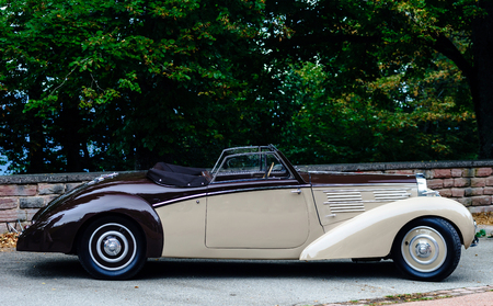Beautiful retro car. Elegance and style of  first part of XX century. Details view.