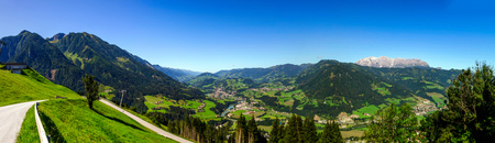 Panoramic view of alpine landscape, summer, Austriaの写真素材