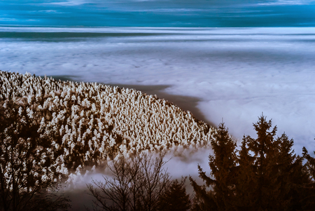 Fantastic aerial infrared view of mountain landscape, like the Lune