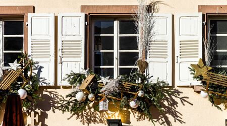 Outdoor Christmas decoration in Strasbourg, Alsace,  Franceの写真素材