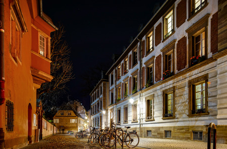 Old center of Strasbourg night street view, France