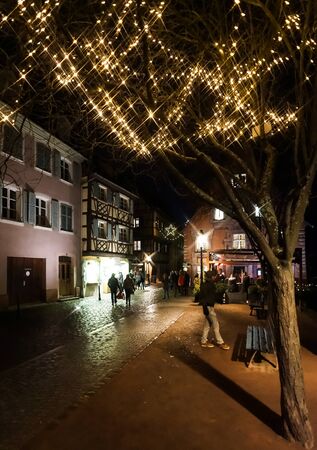 Editorial: 22nd December 2016: Colmar, France. Christmas highlighting in the streets.のeditorial素材