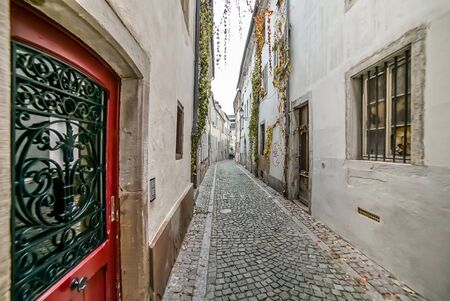 Little street in old historical center of Strasbourg, Franceの写真素材