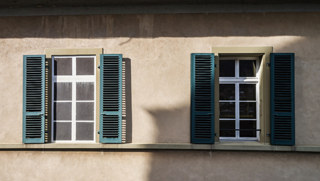 Classic city architecture of Switzerland street view, touristic conceptの写真素材