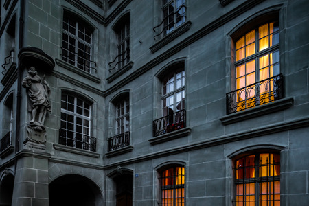 Classic city architecture of Switzerland street view, touristic conceptのeditorial素材