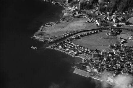 Panoramic aerial view to Luzern lake from high peak, Switzerlandのeditorial素材