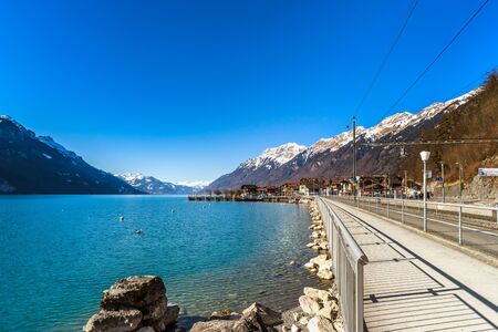 Clear water in Brienz lake, winter day, Switzerlandのeditorial素材